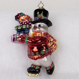 Christopher Radko 2003 SNOWMAN Last Minute Shopper Glass Ornament